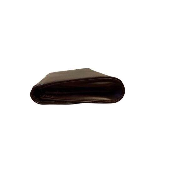 Retro 70s Dark Brown Leather Clutch Wallet Snap Closure Change Purse Kiss Clasp - Picture 7 of 12